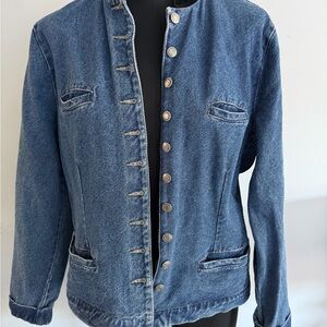 Vintage GAP Blue Button-Up Denim Jacket with Velvet Collar size L